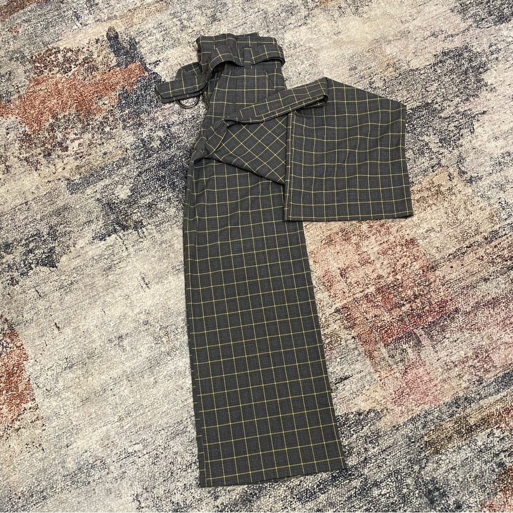 New York & Company Gray and Yellow Plaid Skirt